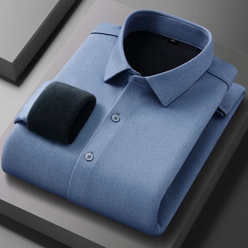 قمصان رجالية من الصوف بأكمام طويلة، قمصان شتوية سميكة مقاومة للبرد، كاجوال وعصرية، جودة عالية للشارع