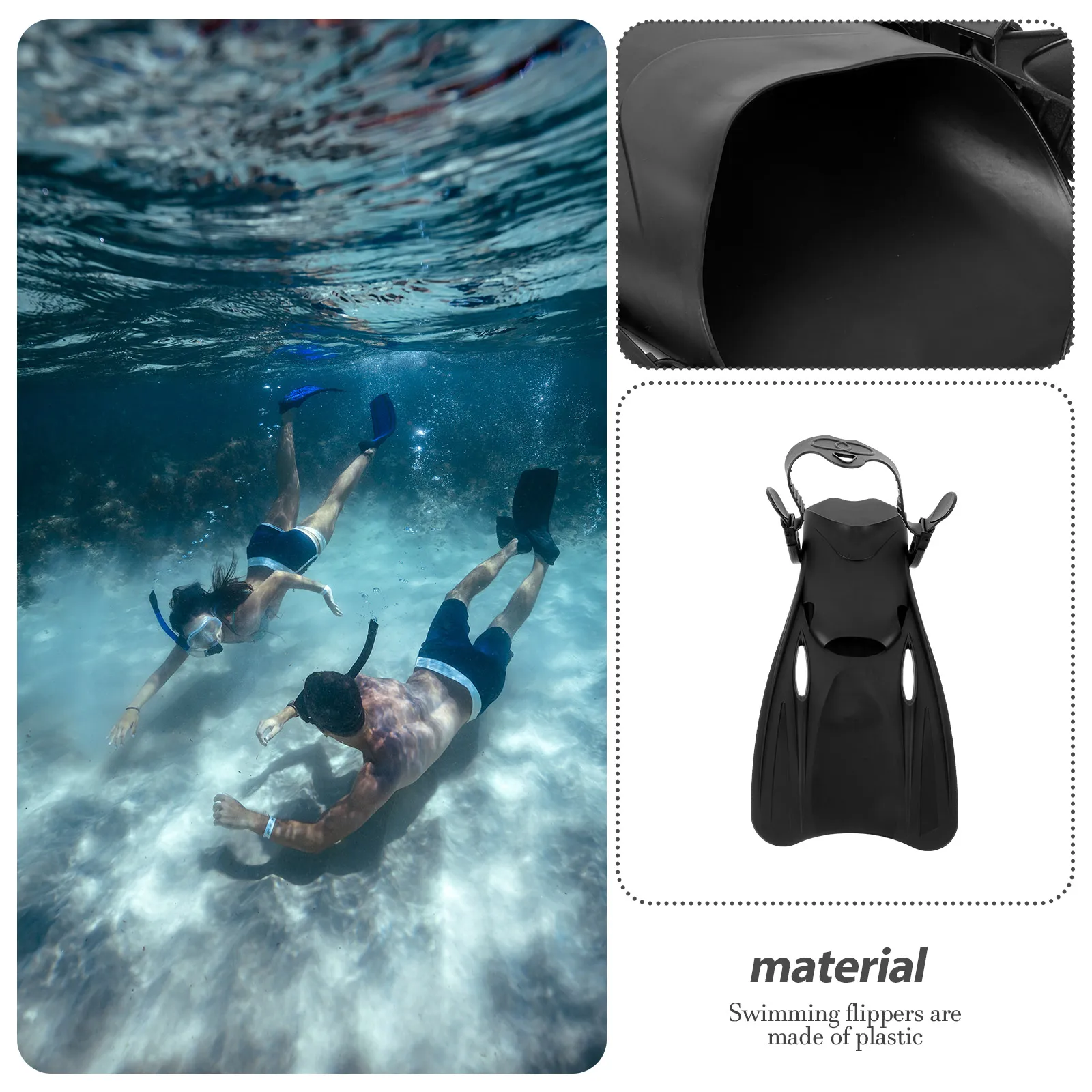 

Diving Fins Snorkeling Gear for Adults Adjust Swim Training Plastic Swimming Float Aid Tools