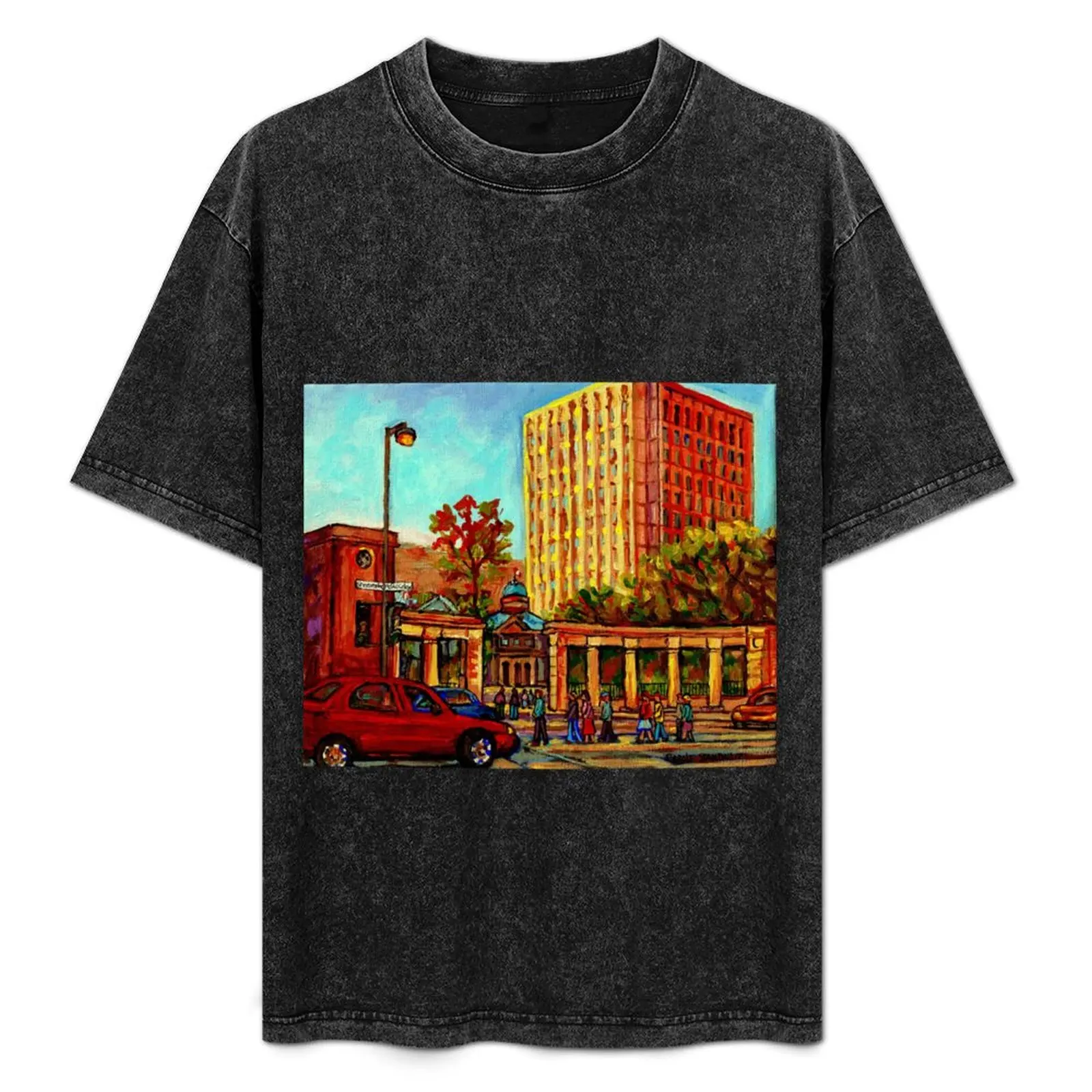 PAINTINGS OF MCGILL UNIVERSITY CANADIAN CITY SCENES BY CANADIAN ARTIST CAROLE SPANDAU T-Shirt hippie clothes men t shirt