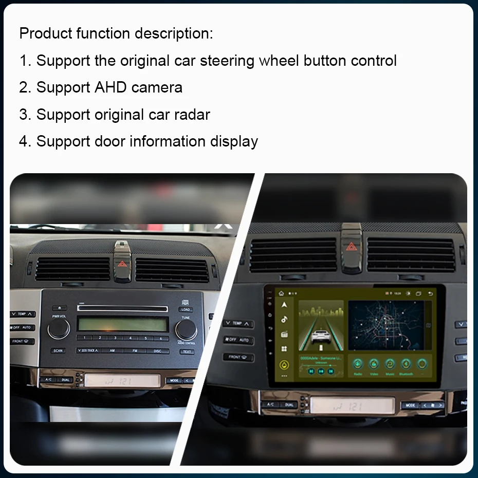 Android Auto Carplay Radio For Toyota Mark X 1 X120 2004-2009 LHD RHD 9 Inch 1280*720 Wireless CarPlay Car Multimedia Player GPS