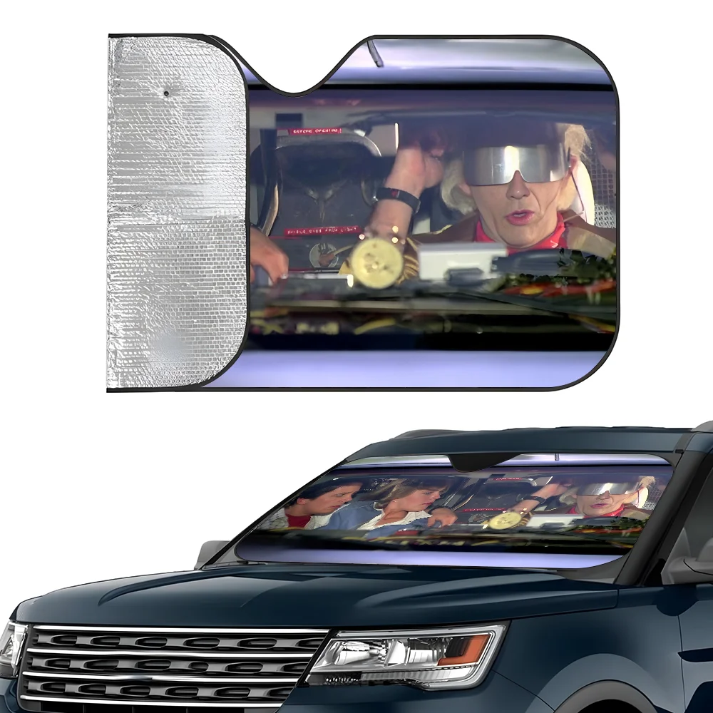 B-Back to the Future Car SunShade Visor Reusable Aluminum Foil UV Protector Suction Cups Heat Three-layer Insulation