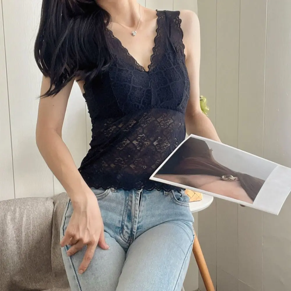 قميص قاع شفاف الدانتيل شبكة بروتيل رقيقة أكمام الحمالة سترة عميق الخامس قميص بروتيل مع منصات النساء