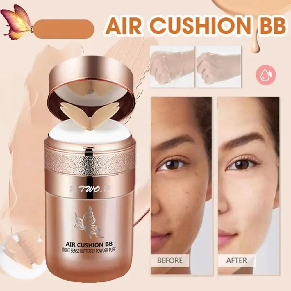 30g Butterfly Puff Air Cushion BB CC Cream Isolation Natural Face Oil Concealer Breathable Control Moisturizing Base Makeup Z6S4