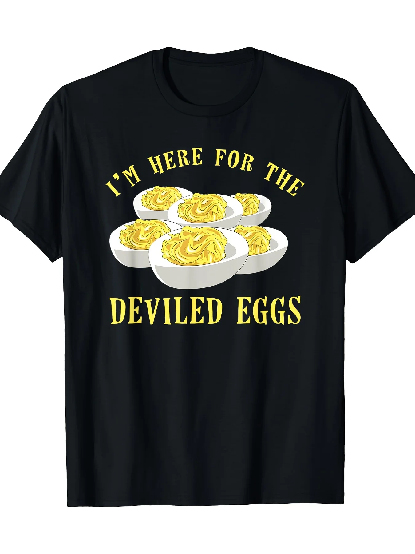 

CLOOCL Deviled Egg Funny Food Printed Premium Cotton T-Shirts Women Summer Short Sleeve Tees Casual Tops