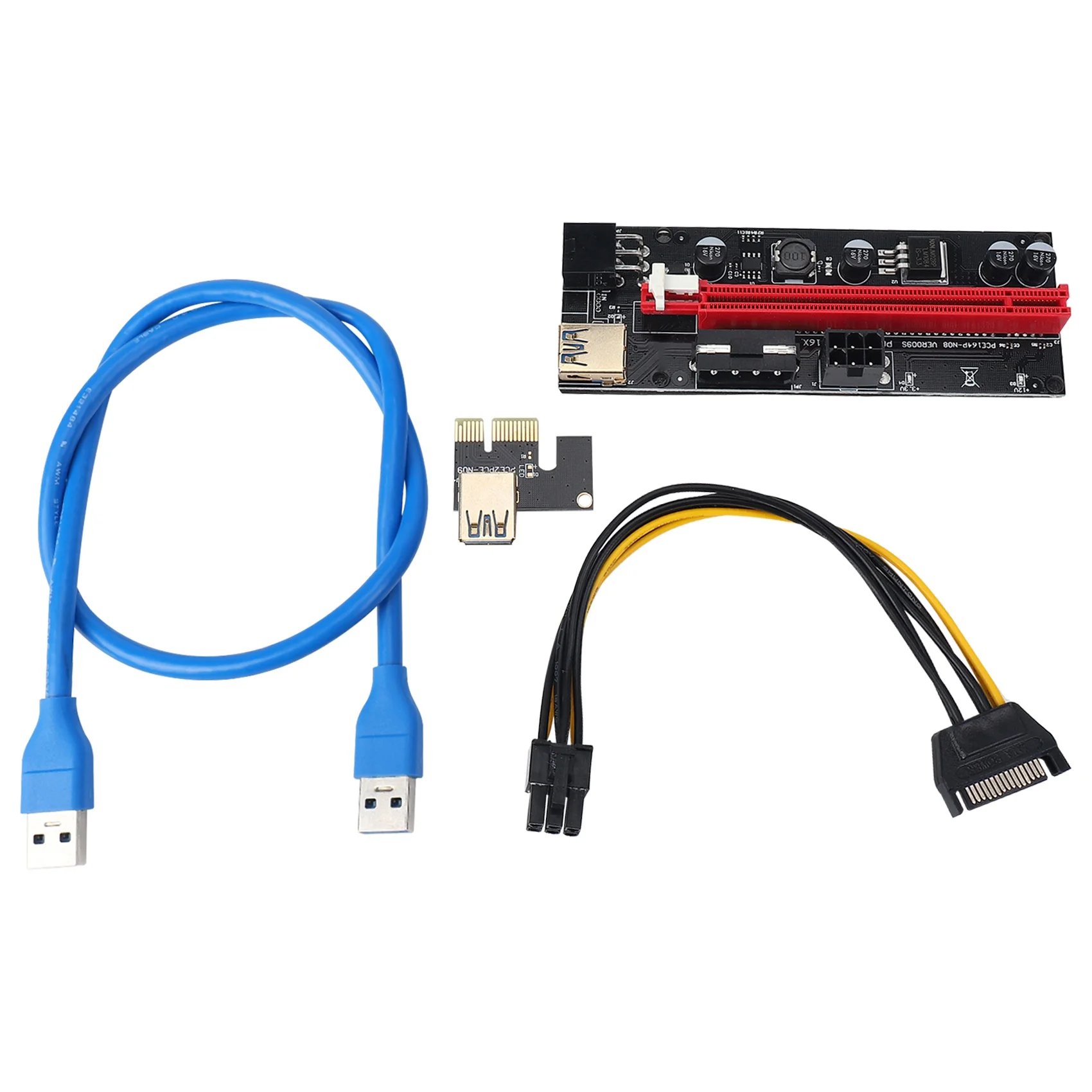 

VER009 USB 3.0 PCI-E Райзер VER 009S Экспресс 1X 4X 8X 16X Райзер адаптер карта SATA 15Pin до 6 Pin кабель питания