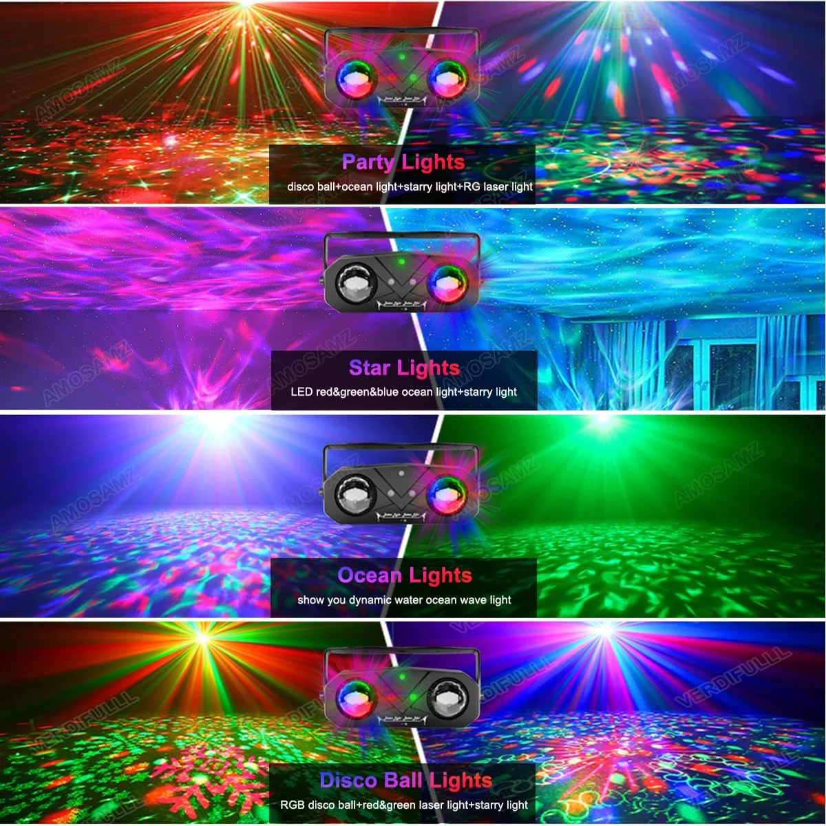 USB Power Dual Ball Disco Laser Light, 20 Patterns RGB LED + Water Ripple ,Sound Activated ,Remote Control For KTV Bar Party
