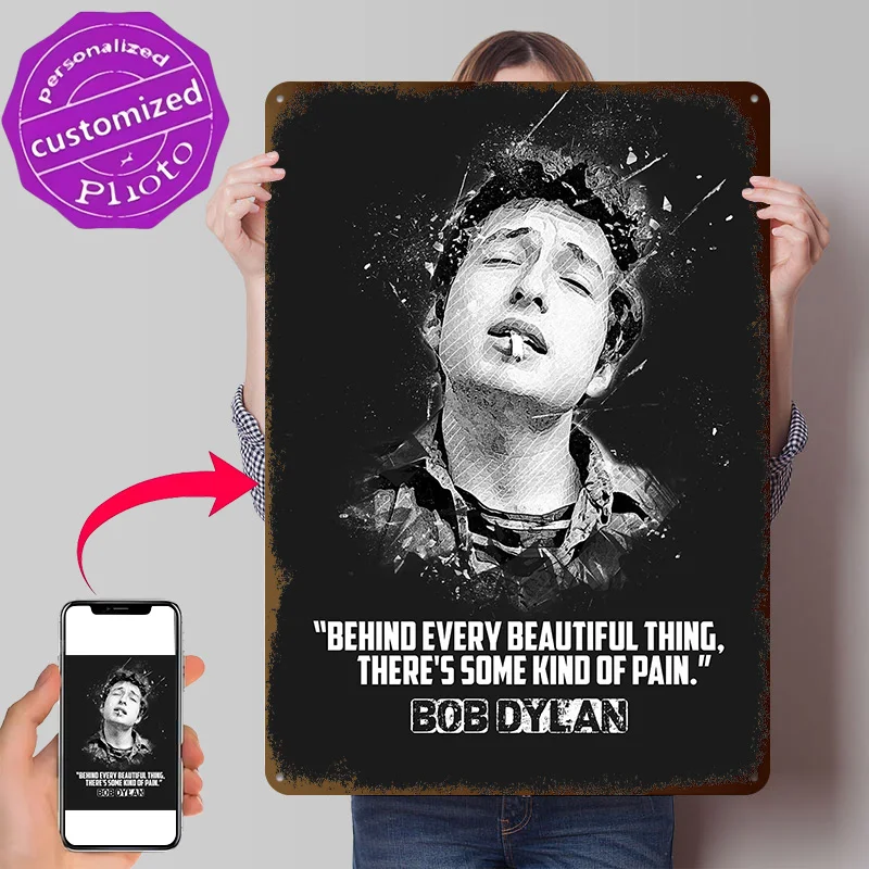 Bob Dylan Poster Retro 3D Printed Metal Signs Customized Wall Hanging Gift for Tin Sign Home Decoration Room Accessories House