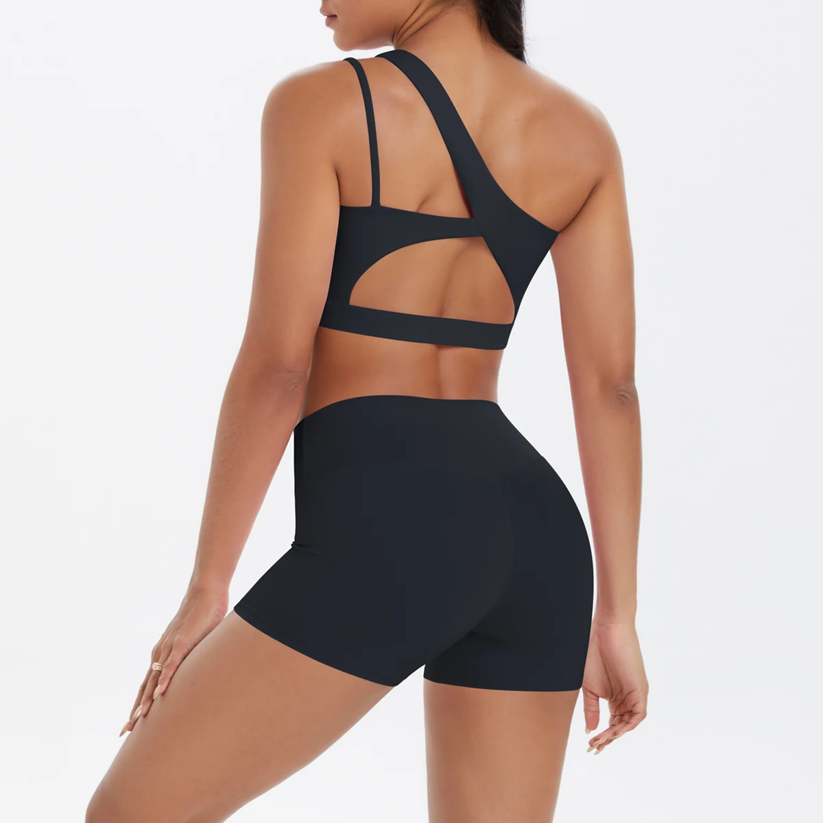 Yoga Anzug Sport Set Gym Sport Crop Tops Einfarbig Nylon Yoga Bh Laufen Radfahren Sport Gym Workout Yoga Shorts – Detail 9