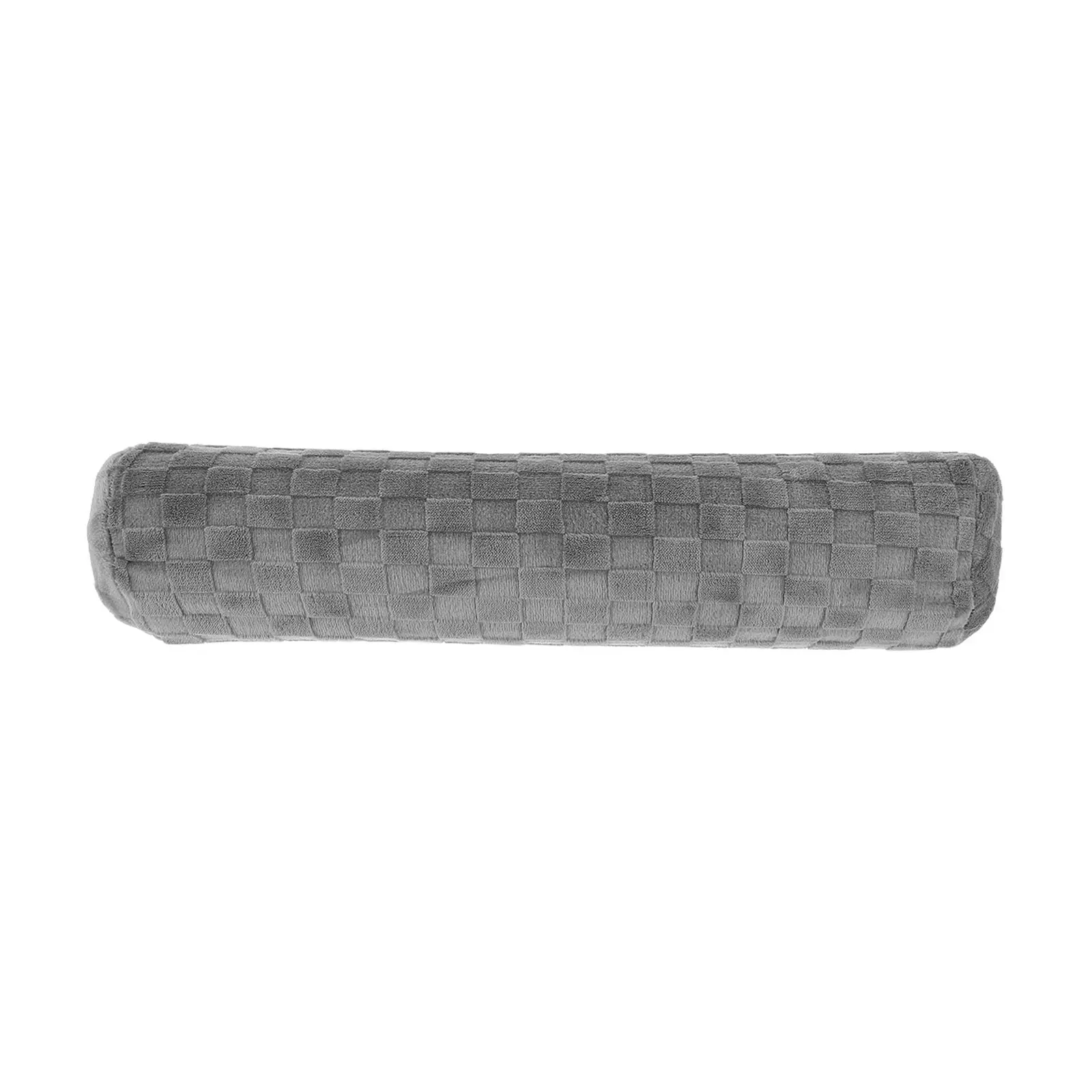 Round Cylinder Neck Roll Pillow Cover Soft Flannel Zipper Grey Cushion Case for Sleeping Bedroom Sofa Use Cervical Pillow Case