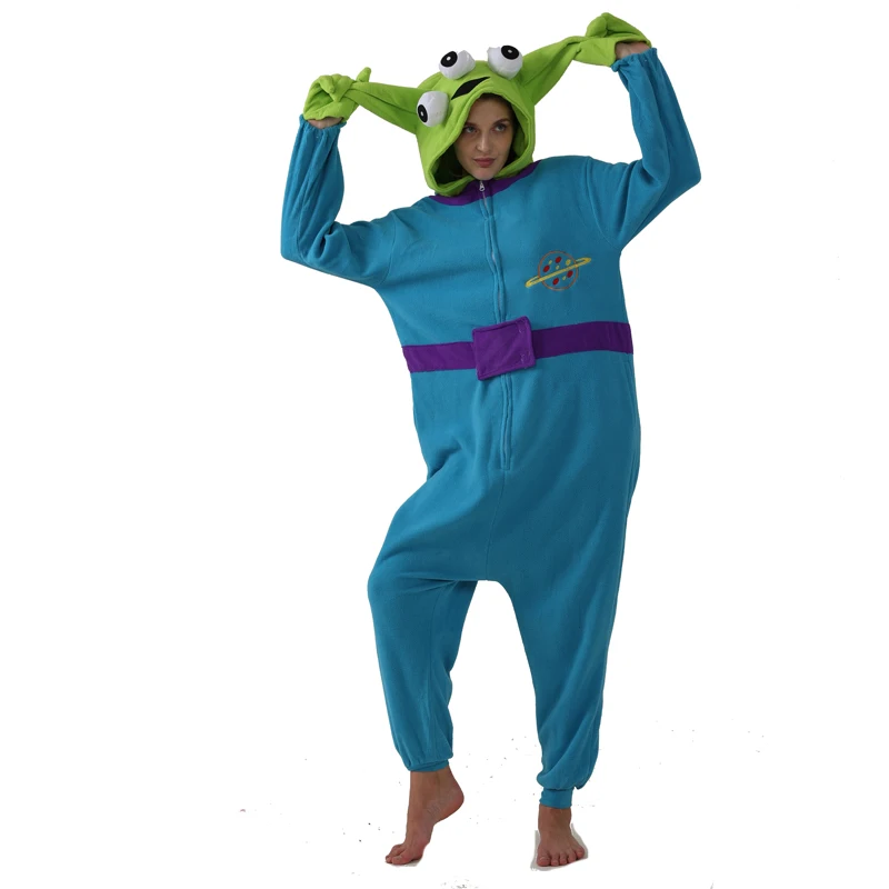 Fleece Full Body Kleding Buitenaardse Kigurumi Onesies Voor Volwassenen Cosplay Kostuum Anime Nachtkleding Eendelig Kerst Halloween Kerst