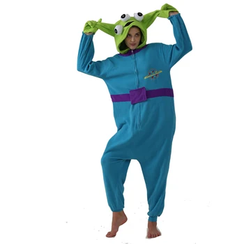 Velo roupas de corpo inteiro alienígena kigurumi onesies para adultos cosplay traje anime pijamas de uma peça natal dia das bruxas