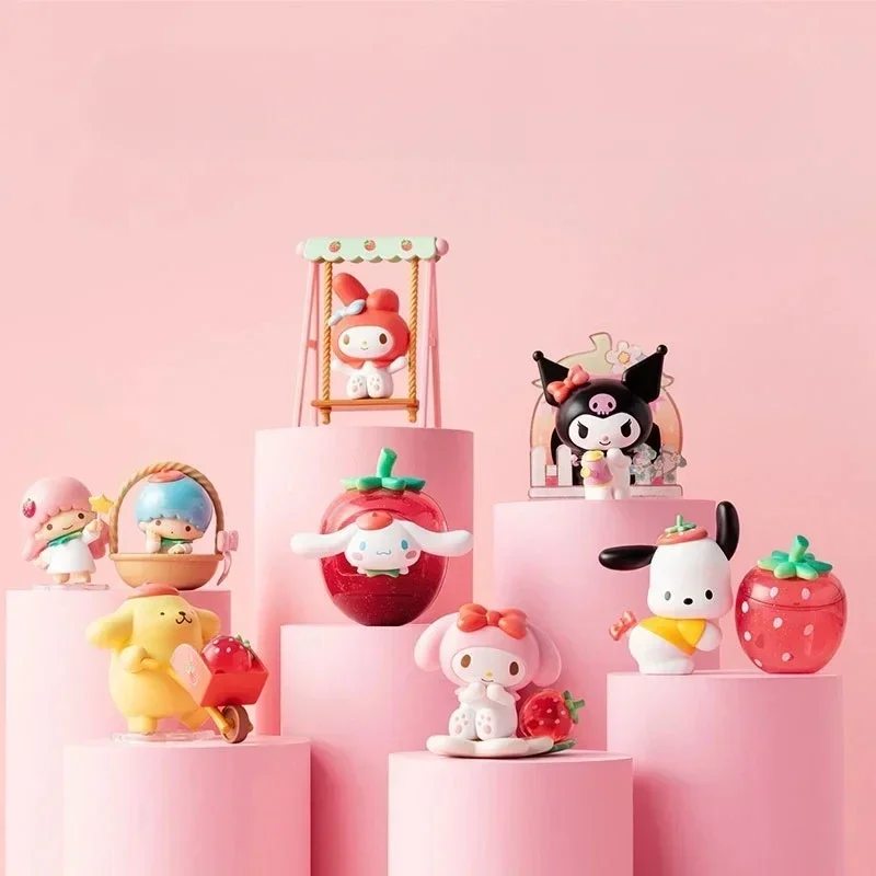 Miniso Sanrio Strawberry Estate Series Blind Box Kuromi Melody Cinnamoroll Character Action Figure Collection Model Ornament Toy