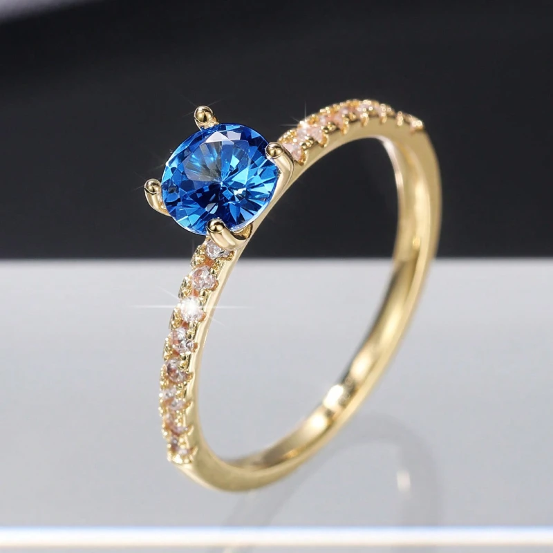 Huitan Klassisches 4-Krallen-Design, rund, Zirkonia, für Damen, Hochzeit, Verlobungsringe, 3 Farben erhältlich, zurückhaltender Brautschmuck, heißer Verkauf – Detail 29