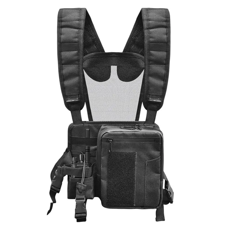 双方向無線機用チェストストラップと調整可能なハーネスバッグ、携帯用ポーチ、取り付けシステム