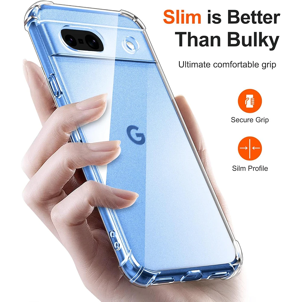 Shockproof Silicone Soft Case For Google Pixel 9 XL 8 7 6 Pro 8A 7A 6A Ultra Thin Soft Back Cover Clear Shell Transparent Cover