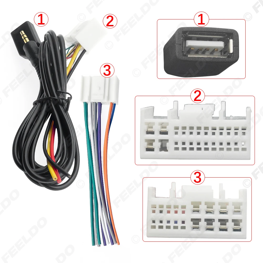 1Set Car Audio CD Stereo Wiring Harness Adapter With USB/AUX Plug For Hyundai IX35/Elantra/Santa Fe #FD-4117