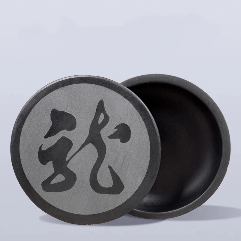 Stone Ink Stone with Lid Shell Pattern for Calligraphy Painting Beginners Students Practice Art Supply Chinese Study Decoration