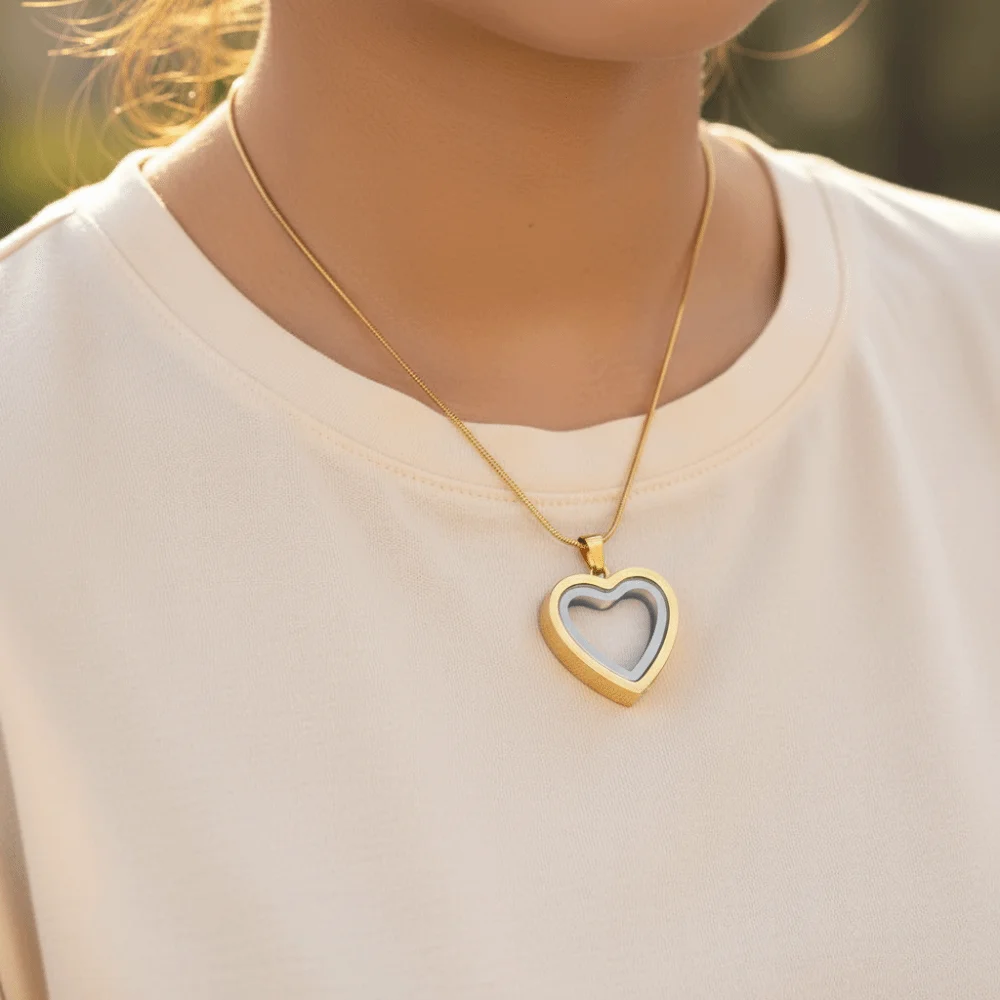 Stainless Steel Pet Memorial Lockets Love Heart Fill-able Heart Pendant Dust-proof Sealed Keepsake Urn Necklace Pet Hair Storage