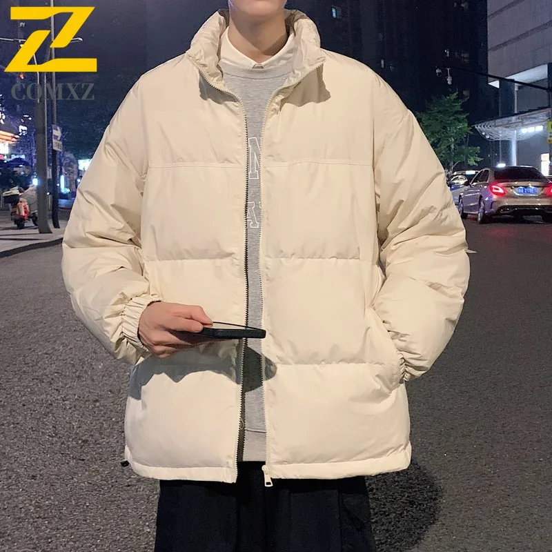 COMXZ Windproof Parker Coat Light Luxury Stand Collar Handsome Snow Hiking Padded Jacket 2025 Ski Thickened Men's Puffer Jacket
