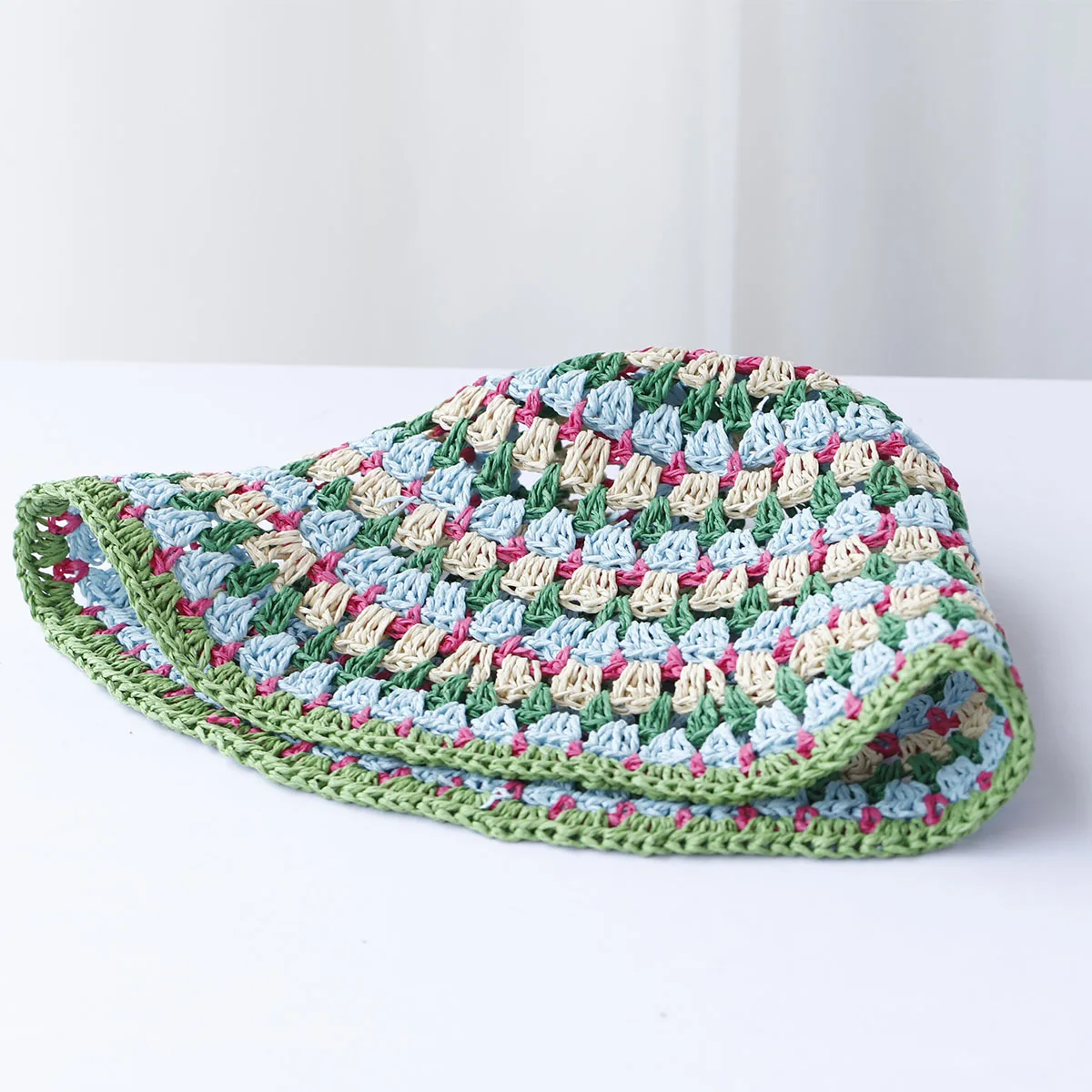 2024 New fashion Style bucket hat Multicolor Foldable Sun Crochet Hat For Beach, Travel And Vacation handmade straw hat