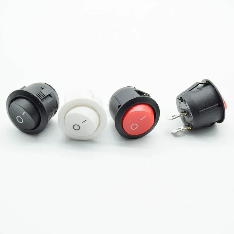 5pcs 22mm Diameter  Round Boat Rocker Switches  Mini Round Black White Red waterproof 2 Pins  ON-OFF Rocker Switch