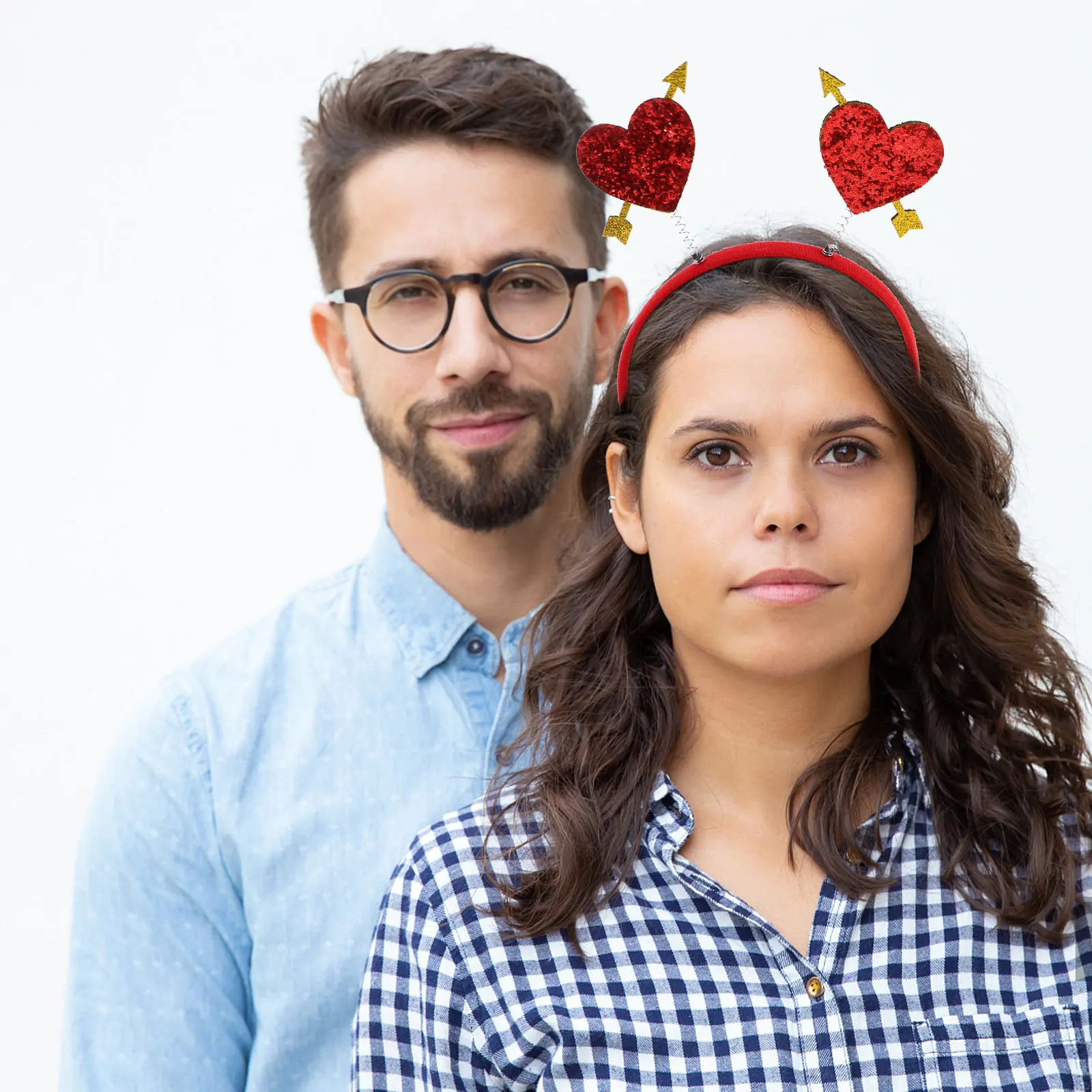 

Heart Headband For Women Valentine Day Sparkly Cupid Hair Accessory Wedding Party Boppers Costume Decor Hair Styling Tool