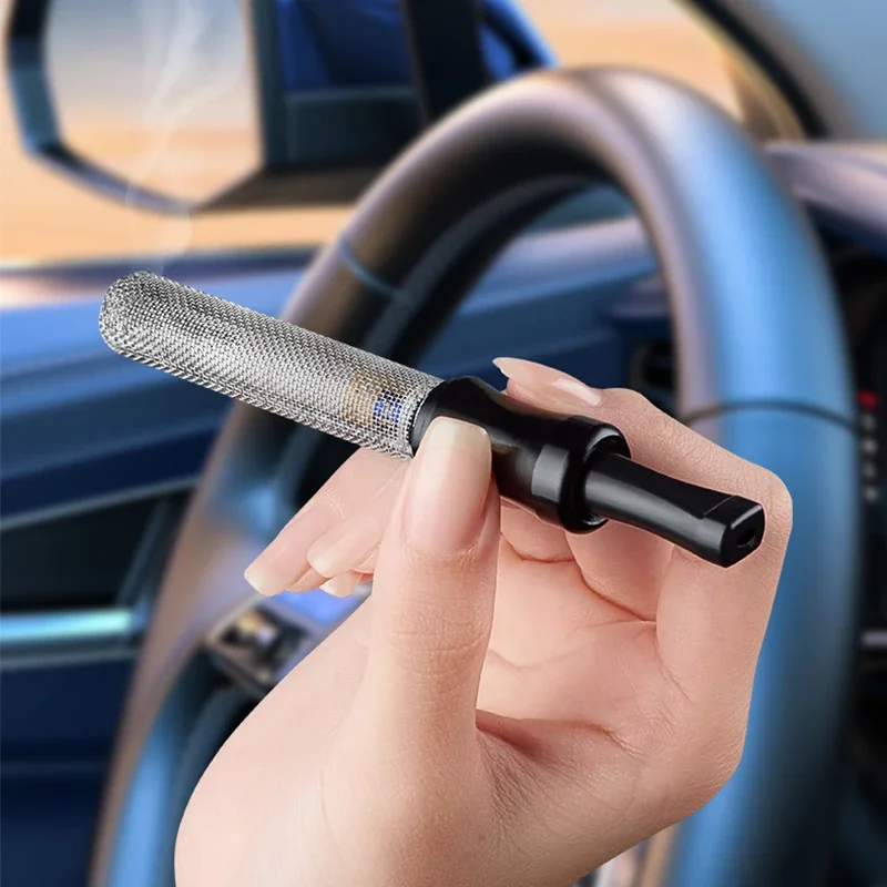 Portable Car Smoking Pipe Cigarette Holder Pipe For Driver Hand-held Ashtray Smokeless Alloy Ashtray