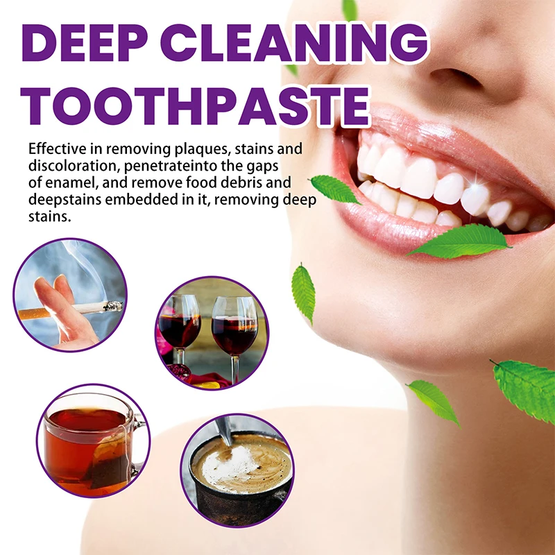 30ml Purple Whitening Toothpaste Removes Stains Reduces Yellowing Care Teeth Gums Fresh Breath Brightens Teeth