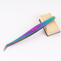 Eyelash Beauty Tweezers Eyelash Grafting Stainless Steel Tweezers Planting False Eyelashes Auxiliary Device Colorful Titanium Go