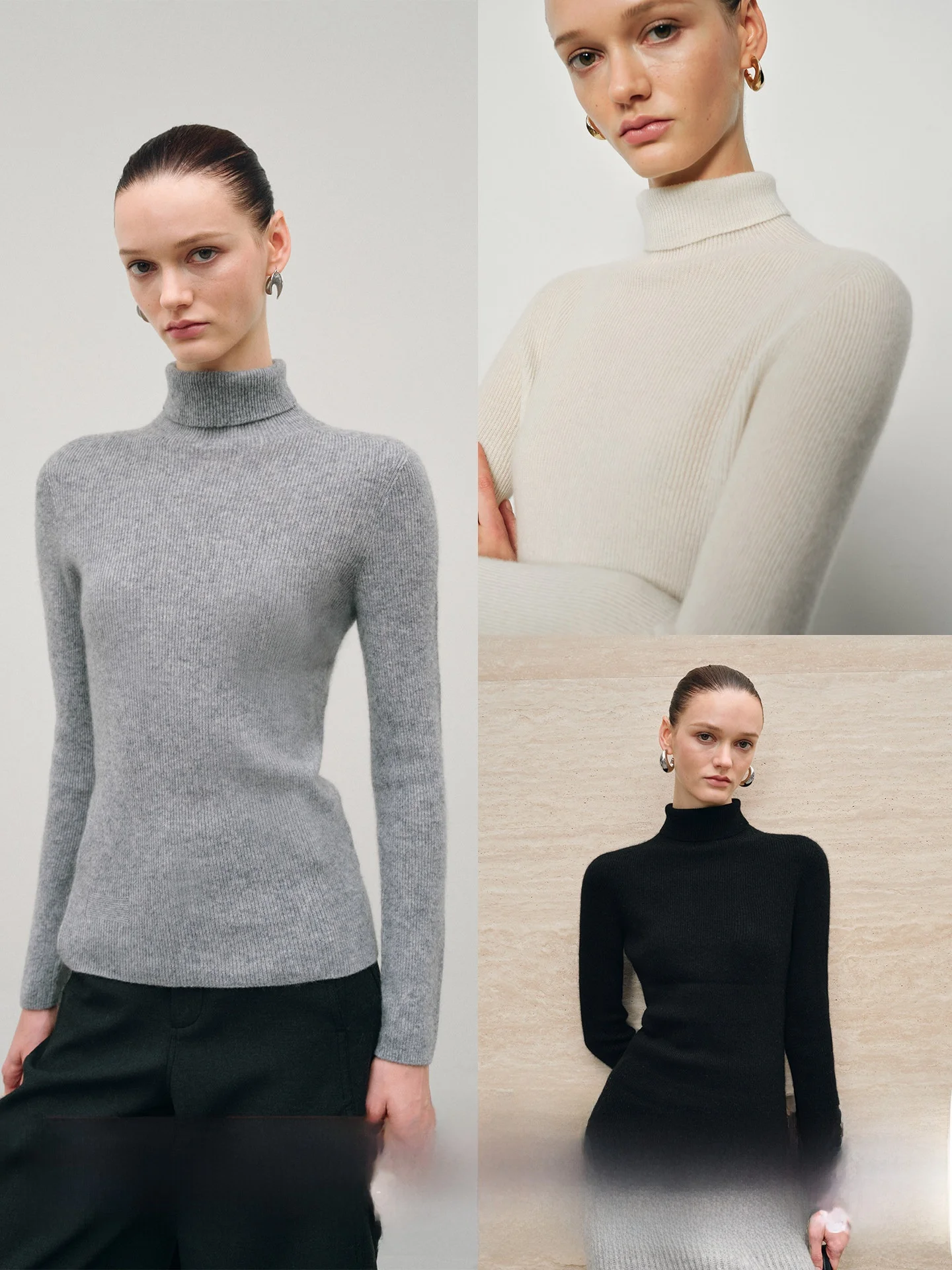 

CHICJANE Soft Camere Wool Knitwear High Collar Slim Fit Women's Sweater Touchl Goat Hair Blend Comfortable Autumn Top