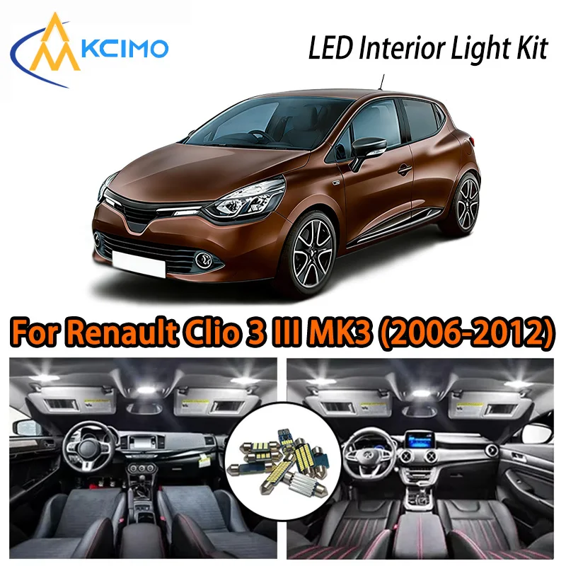 

High-Quality LED Interior Light Kit For Renault Clio 3 III MK3 (2006-2012),Easy Installation，Enhances Your Car Cabin Ambiance
