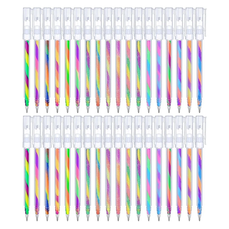 36 Pcs Rainbow Gel Pens Color Changing Glitter Neon Gel Pens Rainbow Pens For Adult Coloring Book