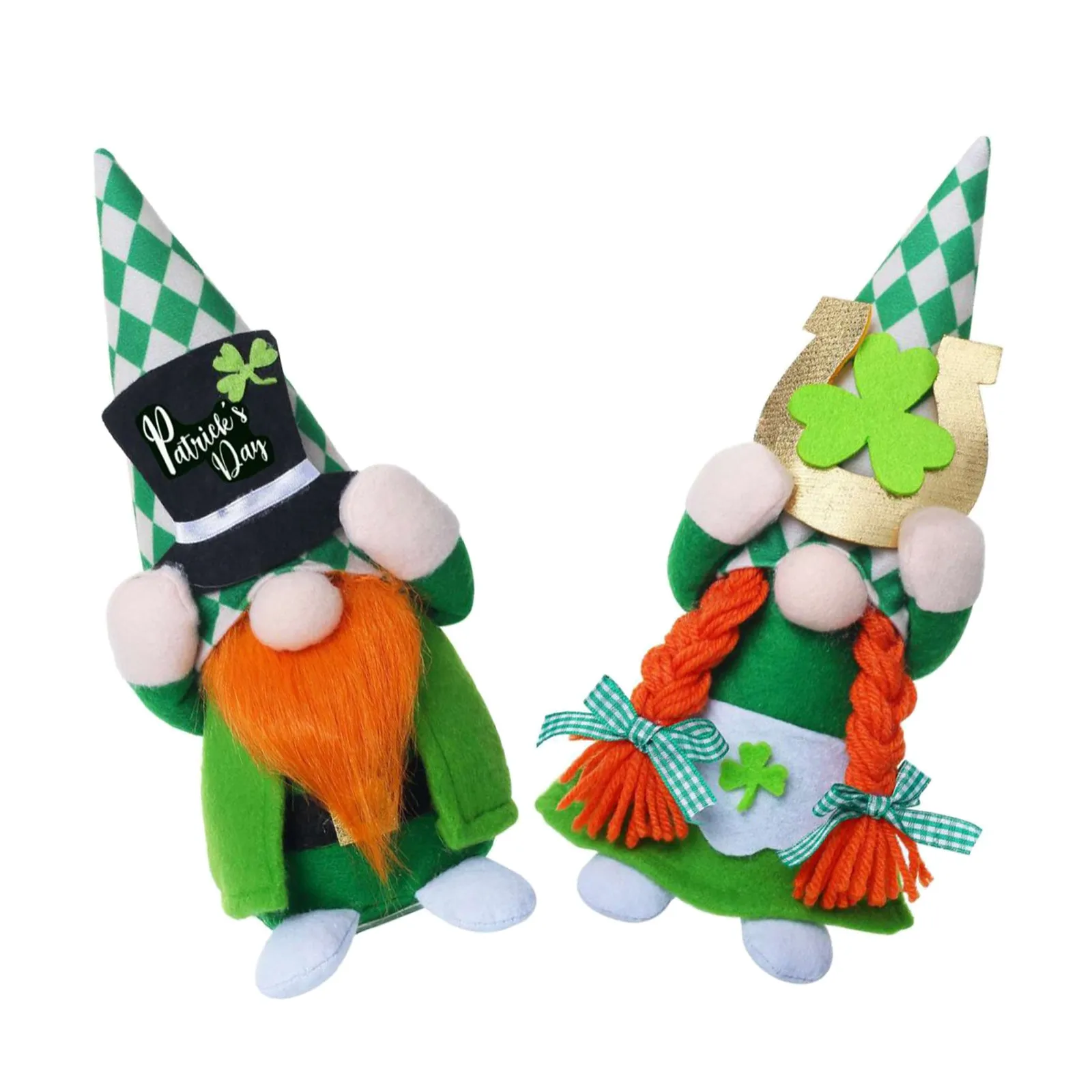 2Pcs Day Shamrock Gnomes Green Irish Leprechaun Tomte Elf Decorations Tabletop Home Decor Irish Ornaments