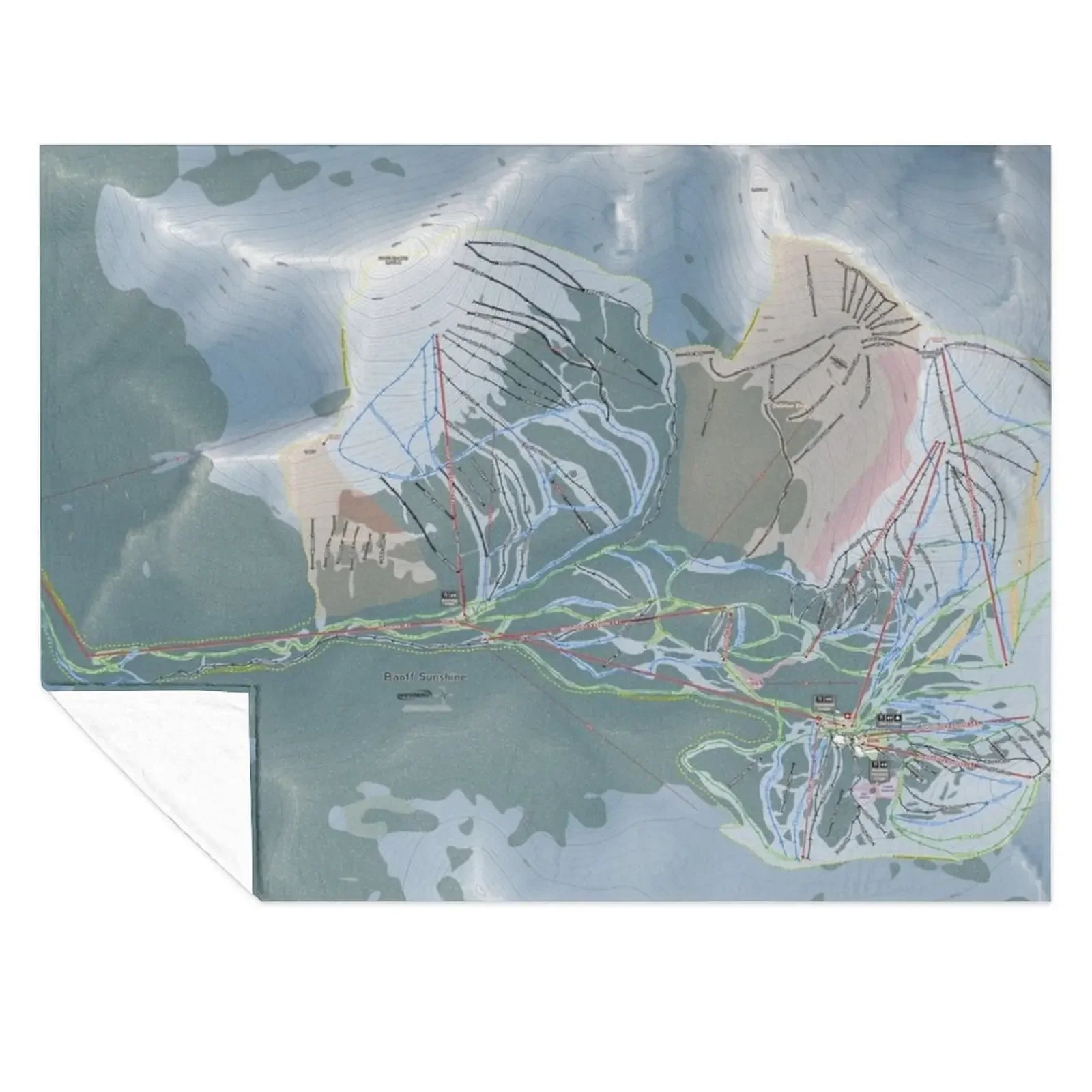 

Banff Sunshine Resort Trail Map Throw Blanket Polar Plaid on the sofa Decorative Sofa Camping Blankets