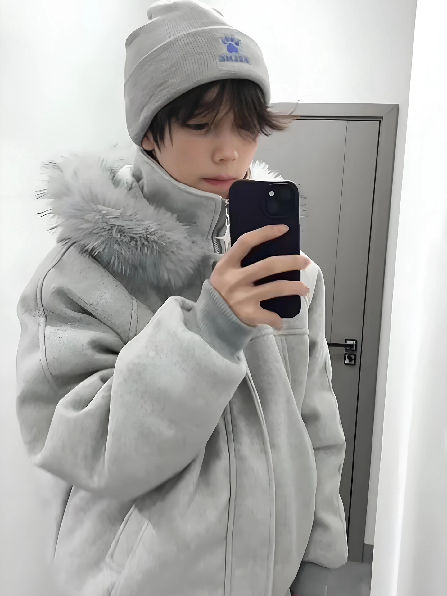 

Men's Thiened Winter Cotton Jaet with Wool Collar American Sle Stand Collar Casual All-Match Warm Polyester Fiber