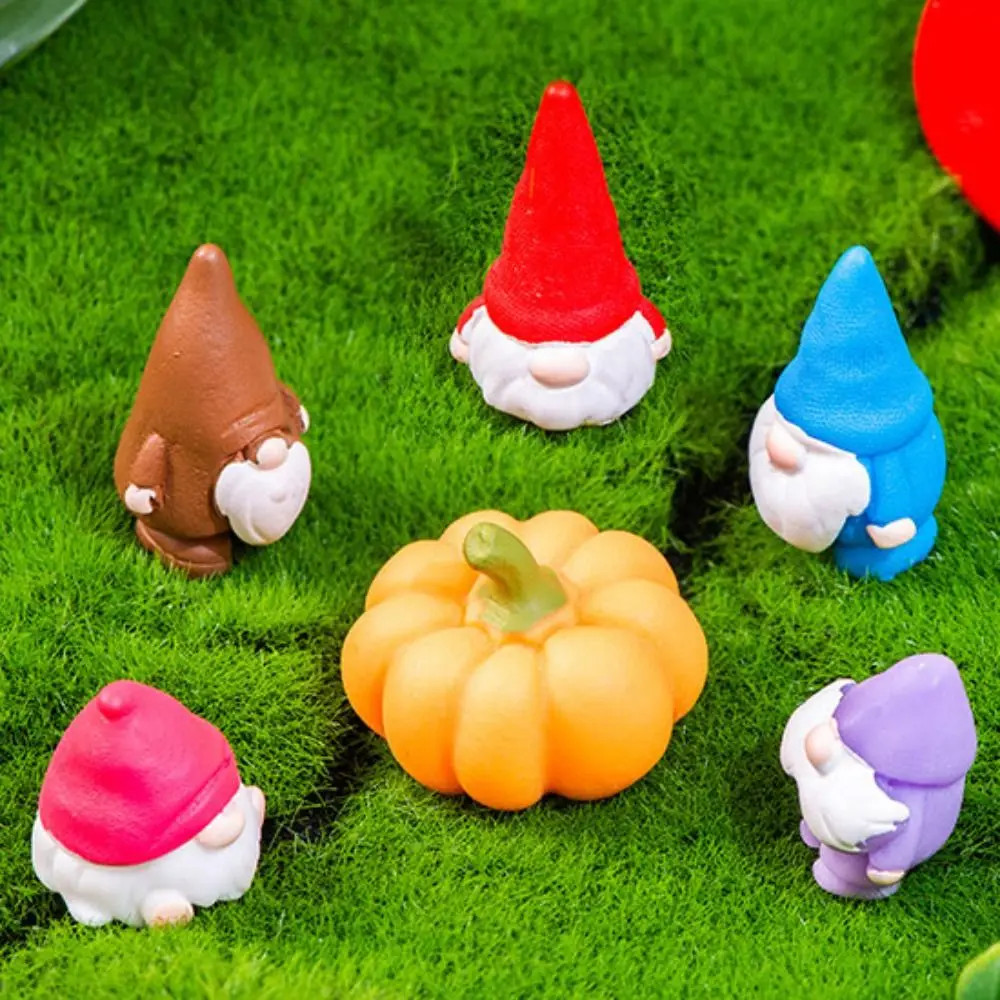 Multicolor Mini Gnome Figurines Resin Mushroom Pumpkin Garden Elf Ecological Bottle Micro Landscape Desktop Knick-knack