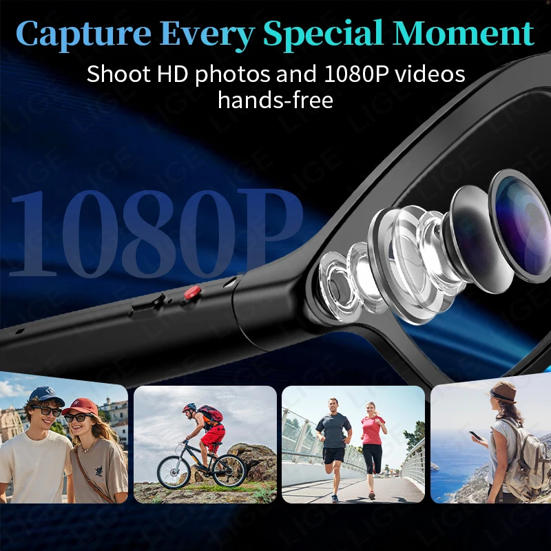 LIGE 800W Camera AI Glasses Men Color-Changing Smart Translation Glasses Photo Video Recording Waterproof Call Smart Sunglasses