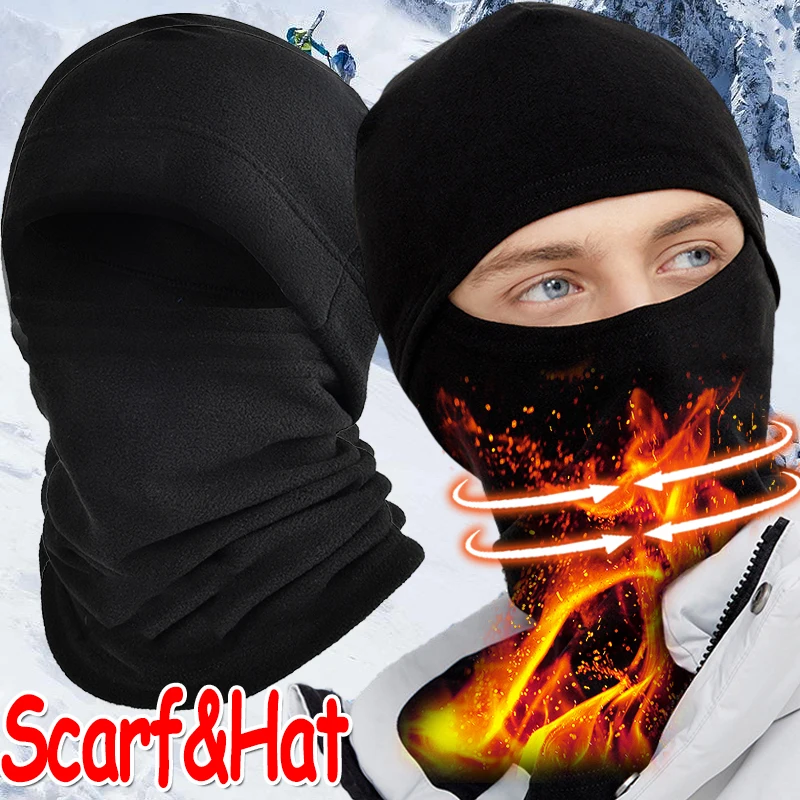 Winter Polar Coral Hat Fleece Balaclava Men Face Mask Neck Warmer Beanies Thermal Head Cover Tactical Military Sports Scarf Caps