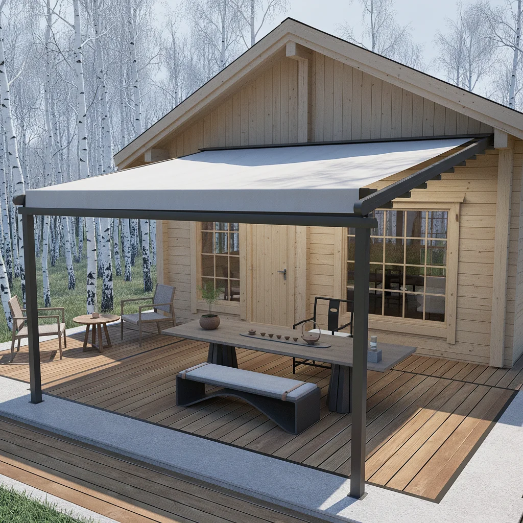 Source Factory Custom Automatic Folding PVC Canopy PA Coated Aluminum Frame Outdoor Patio Sunshade Direct Supply