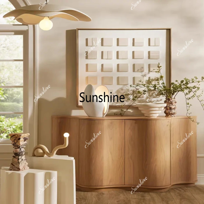 

Medieval style solid wood dining side living room household entrance creative curved storage