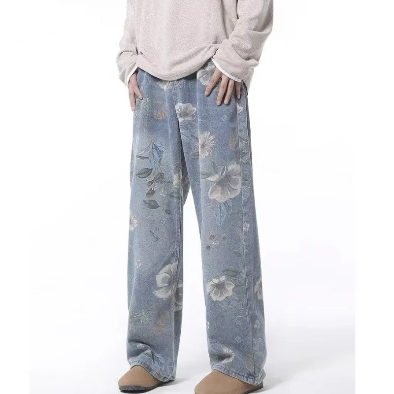 

【Mirrordust】Korean Style Printed Tie-Dye Straight-Leg Loose Unisex Casual Jeans