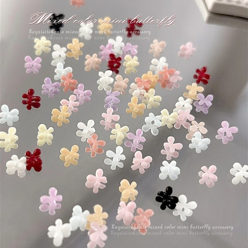 Small Resin Colorful Flowers Butterfly Drill Jewelry Alloy Golden Silver Nail Art Decorations Charms Manicure Tools Accessories