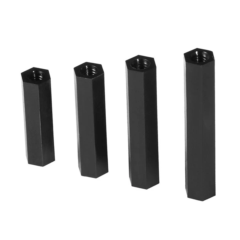 100pcs M4*6/8/10/12/15/20/25/30mm Female Black Nylon Hex Standoff Spacers Plastic Spacing Screws Long Hex nuts