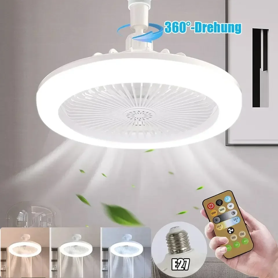 

JOYINLED Ceiling Fans With Remote Control and Light LED Lamp Fan 360 Universal Rotating E27 Converter Base Smart Ceiling Fans