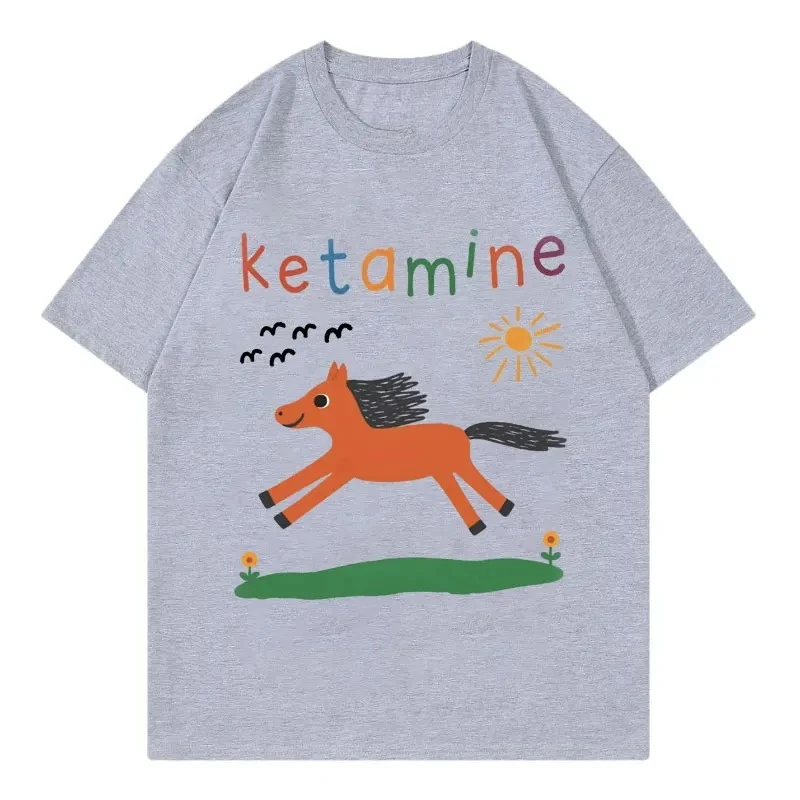 

Funny ketamine horse enthusiast T-shirt women's Harajuku Y2k short sleeved T-shirt summer fashion casual women's T-shirt