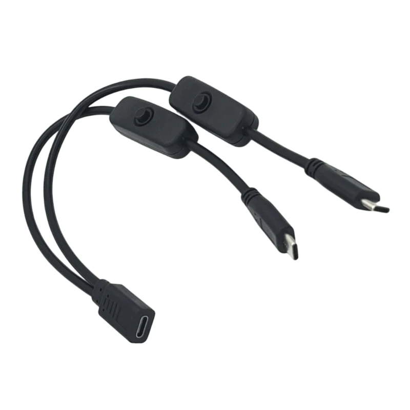 2 in 1 USB Type-C charging Cable with On/Off Switch, Type-C Female to 2 male Multi Port Splitter Power Cord For Phones