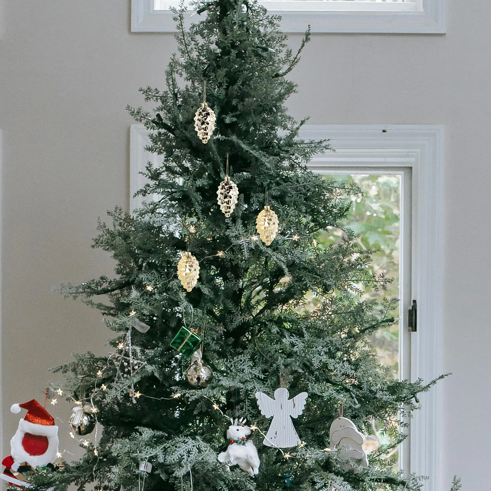 

8Pcs Christmas Tree Hanging Ornaments Plastic Pinecone 9cm Balls Holiday Wedding Party Decor Pinecone Ornament