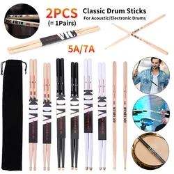 2PCS Drumsticks 5A/7A Mallets Consistent Weight and Pitch American Hickory Drumsticks Classic Drum Sticks Percussion Accessories