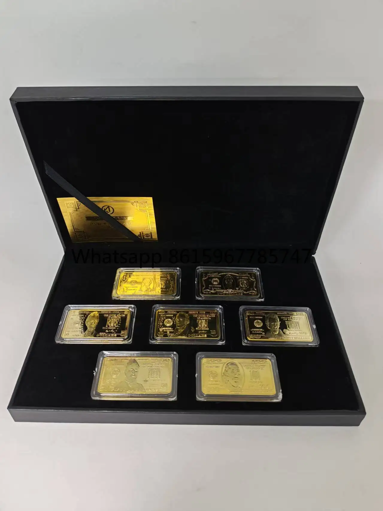 Wholesale American Gold Plated Bar USD 100 50 20 10 5 2 1 American Currency Collectible Souvenir Gift