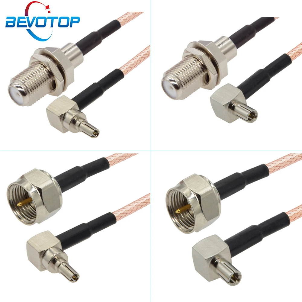 1pcs CRC9/TS9 Male Right Angle to F Male/Female Connector RF RG316 Cable 3G/4G Antenna Extension Jumper Pigtail Cord 10CM~100CM